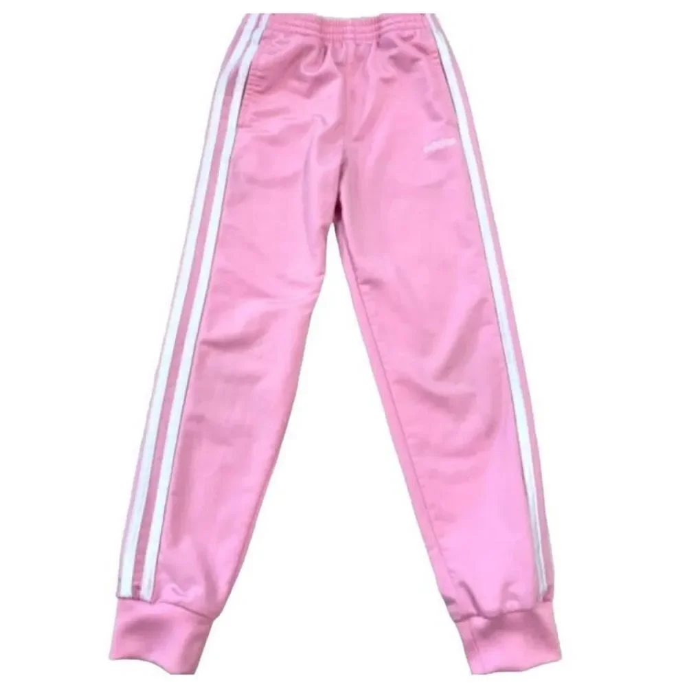 Adidas girls, youth pink white stripe jogger pants 6X